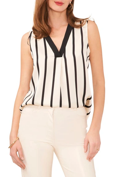 Vince Camuto Stripe Sleeveless Top In Soft Cream