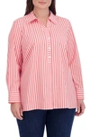 Foxcroft Pamela Stripe Stretch Tunic Blouse In Pink