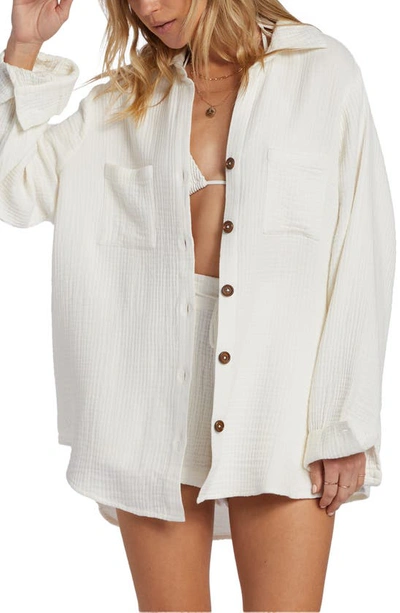 Billabong Swell Gauze Button-up Shirt In Salt Crystal