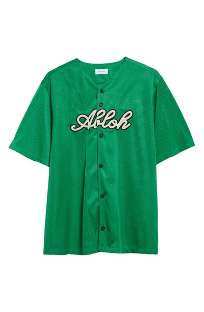 Off-white Baseball Mesh Short Sleeve Button-up Shirt In Green Whisper White