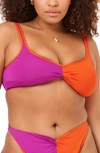 L*space Cardi Colorblock Bikini Top In Berry/ Pimento