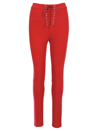 Ben Taverniti Unravel Project Unravel Lace Up Leggings In Rosso