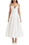 House Of Cb Lady Strapless Midi Dress In White