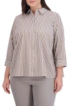 Foxcroft Sandra Stripe Cotton Blend Button-up Shirt In Brown
