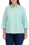 Foxcroft Sandra Stripe Cotton Blend Button-up Shirt In Kelly Green
