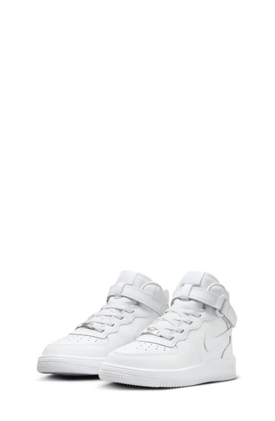 Nike Kids' Force 1 Mid Easyon Trainer In White/ White/ White