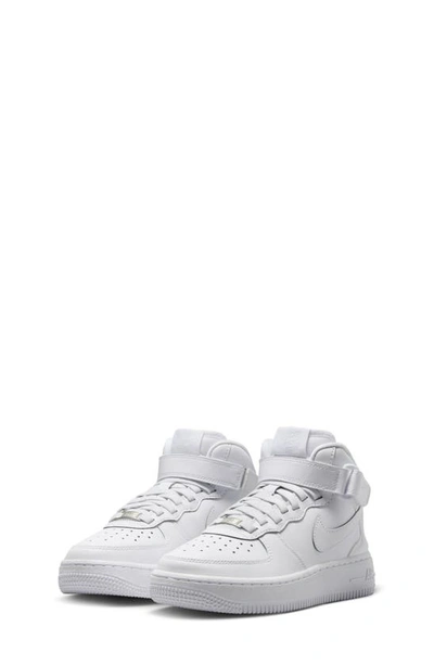 Nike Kids' Air Force 1 Easyon Mid Top Trainer In White/ White/ White