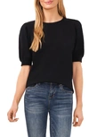 Cece Puff Sleeve Sweater In Rich Black