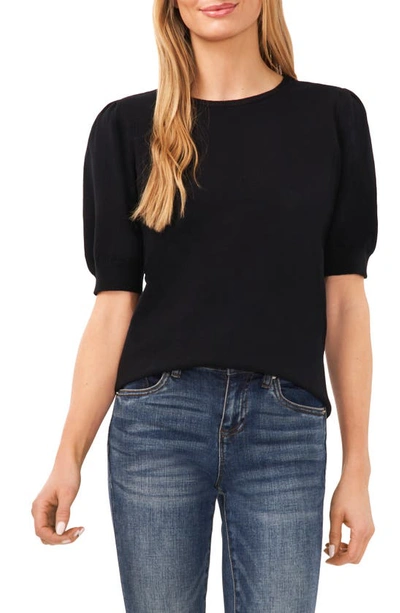 Cece Puff Sleeve Jumper In Rich Black