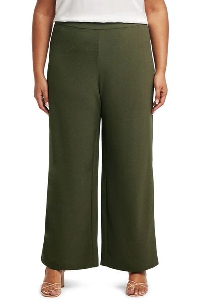 Estelle Night Life High Waist Wide Leg Pants In Olive