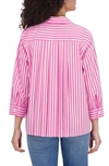 Foxcroft Sandra Stripe Cotton Blend Button-up Shirt In Azalea