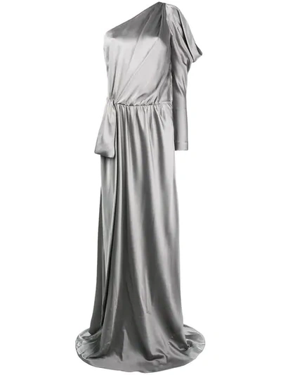 Alberta Ferretti Long Evening Dress In Grey