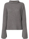 Stella Mccartney Roll-neck Cashmere-blend Ribbed Sweater In Grey