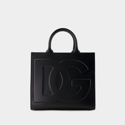 Dolce & Gabbana Dg Daily Leather Tote Bag In Black