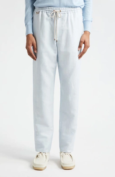 Agnona Hemp Blend Tapered Trousers In Chambray