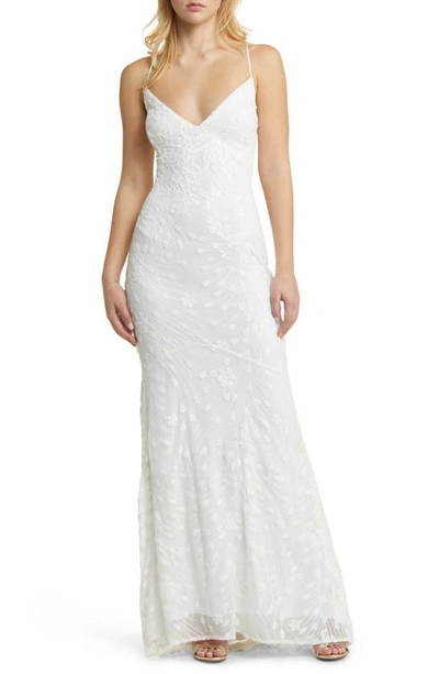 Lulus Photo Finish Sequin High-low Maxi Dress In White/ Shiny White