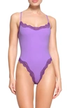 Skims Fits Everybody Lace Camisole Bodysuit In Ultra Violet Multi