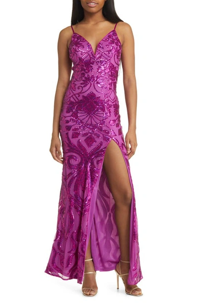 Lulus Made For Magic Sequin Mermaid Gown In Shiny Magenta