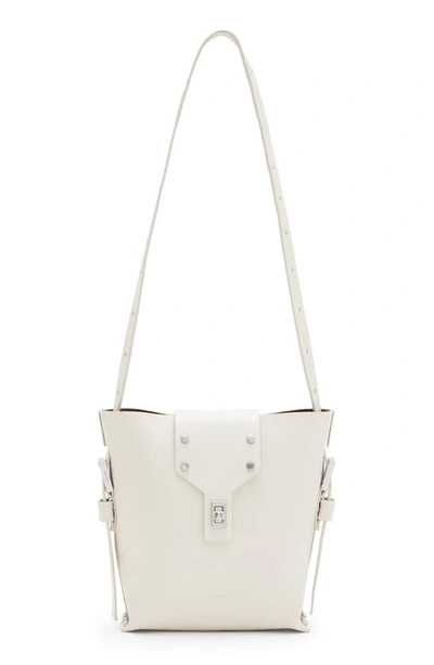 Allsaints Miro Crossbody Bucket Bag In Desert White/antique Silver