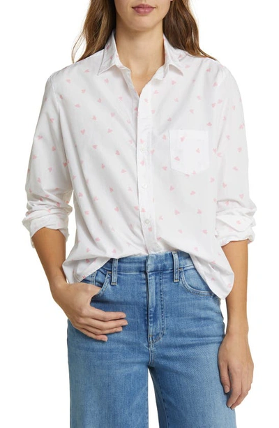 Frank & Eileen Heart Print Relaxed Fit Cotton Button-up Shirt In Pink Messy Hearts