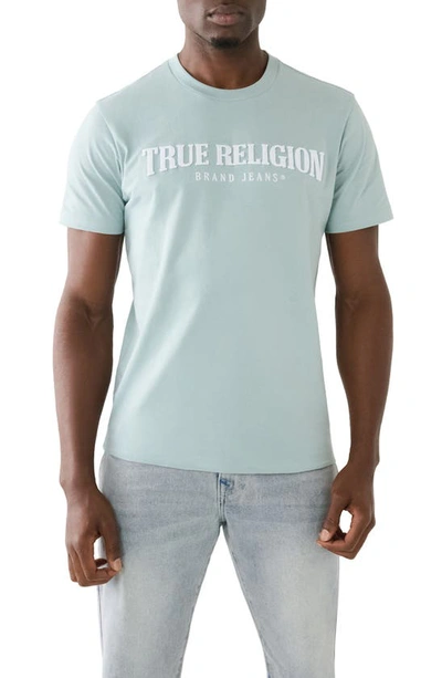 True Religion Brand Jeans Classic Branded Logo Graphic T-shirt In Dusty Blue
