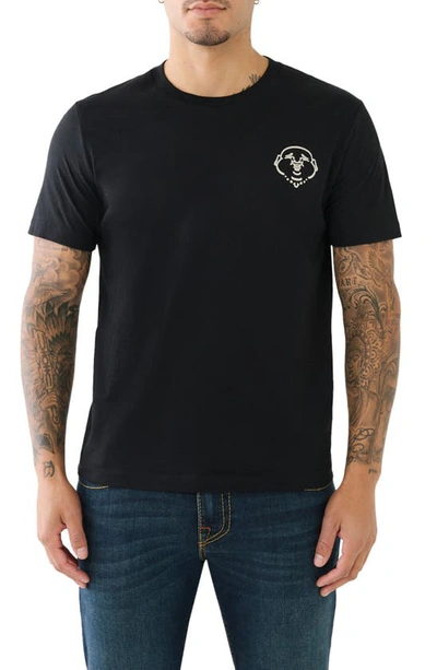 True Religion Brand Jeans Flock Mfg Cotton Graphic T-shirt In Jet Black