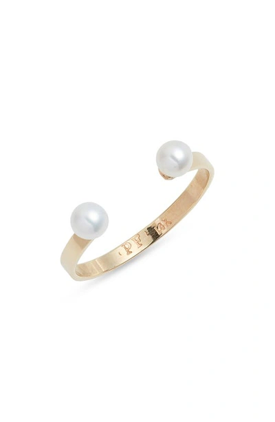 Poppy Finch Baby Freshwater Pearl Open Ring In 14kyg