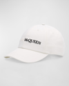 Alexander Mcqueen Men's Logo Embroidered Cap In White Black