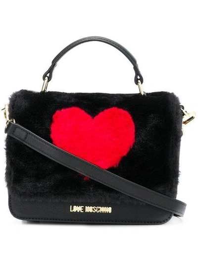 Love Moschino Faux Fur Heart Mini Bag In Black