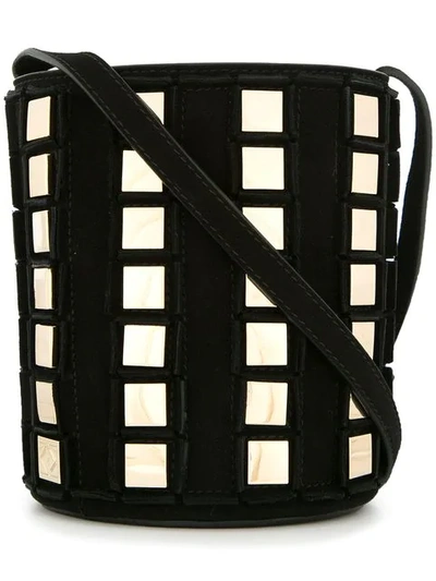 Tomasini Square Contrast Bucket Bag - Black