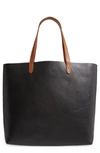 Madewell The Transport Leather Tote In True Black W/ Brown