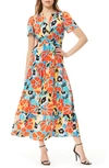 By Design Rio Tiered Maxi Dress In Brady B Red Blue Combo