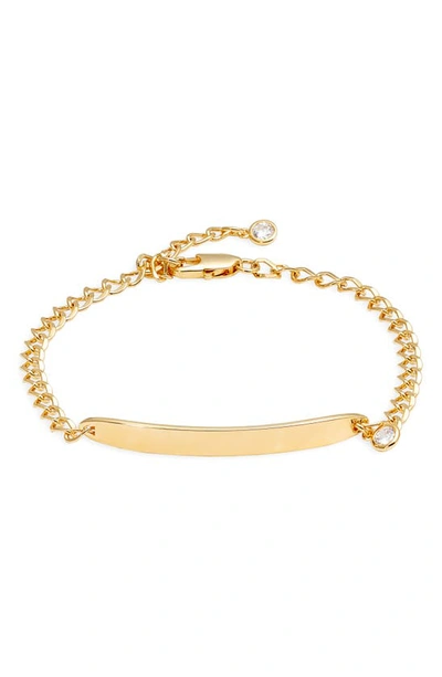 Nordstrom Demi Fine Cubic Zirconia Charm Id Bracelet In 14k Gold Plated