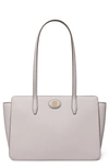 Tory Burch Small Robinson Pebble Leather Tote In Bay Gray