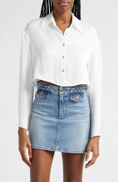 Ramy Brook Skyla Crop Button-up Shirt In Ivory