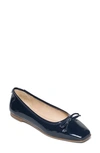 Bernardo Square Toe Ballet Flat In Navy