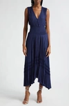 Ramy Brook Livia Sleeveless Handkerchief Hem Dress In Spring Navy