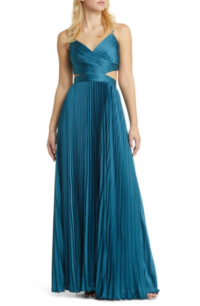 Lulus Got The Glam Pleated Gown In Teal