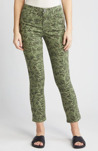 Wit & Wisdom 'ab'solution Print High Waist Slim Leg Pants In Celadon