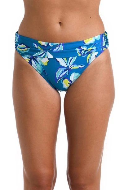 La Blanca Shirred Band Hipster Bikini Bottom In Fiji Tropics Ocean
