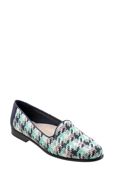 Trotters Liz Flat In Navy Print Faux Leather