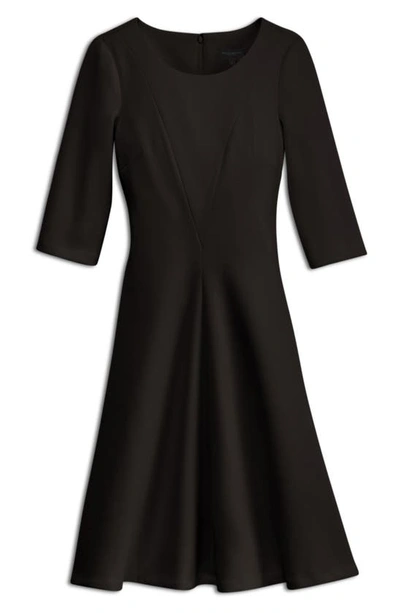 Donna Karan Seamed Fit & Flare Dress In Black