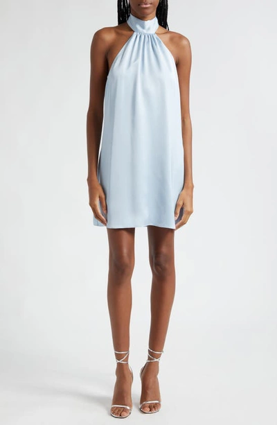 Ramy Brook Sam Halter A-line Satin Minidress In Crystal Blue