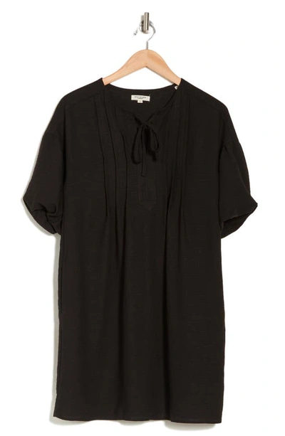 Max Studio Bubble Sleeve Pocket Shift Dress In Black