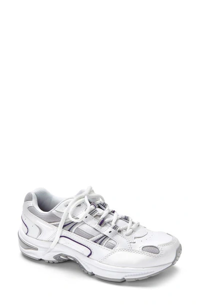 Vionic Walker Sneaker In White Purple Leather