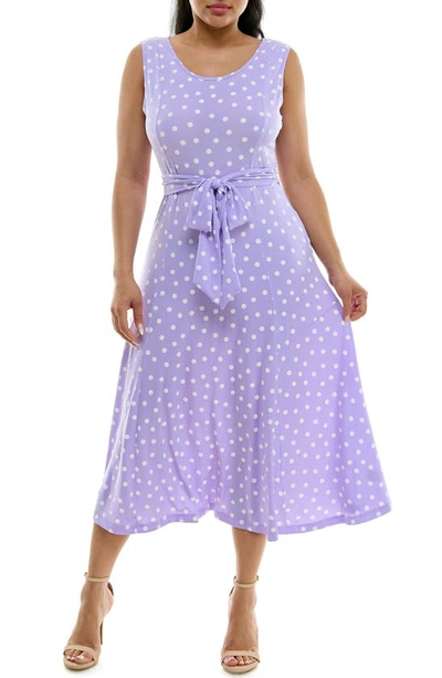Nina Leonard Crewneck Sleeveless Midi Dress In Lavender