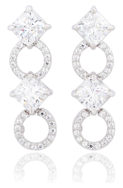 Suzy Levian Sterling Silver Cz Link Drop Earrings