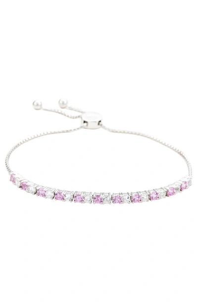 Suzy Levian Sterling Silver Pink Sapphire & Lab Created White Sapphire Slider Bracelet