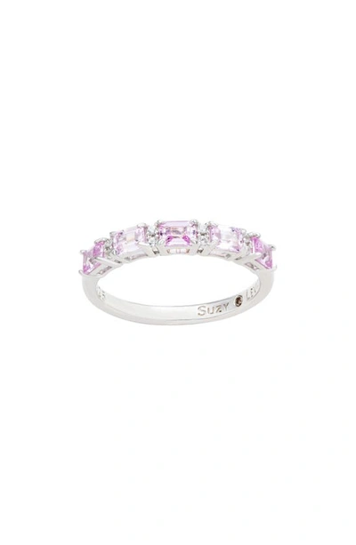 Suzy Levian Sterling Silver Sapphire Ring In Pink