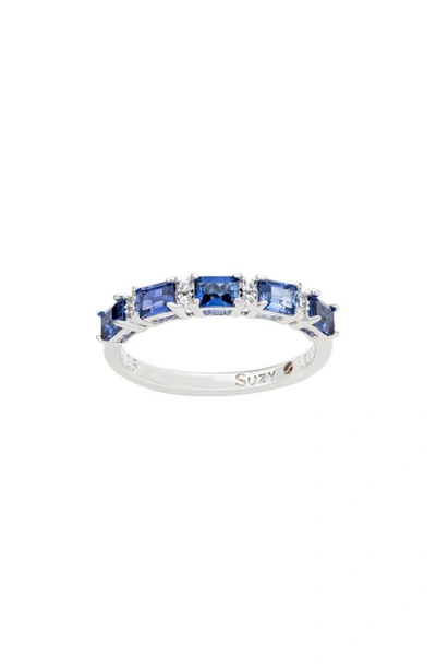 Suzy Levian Sterling Silver Sapphire Ring In Blue
